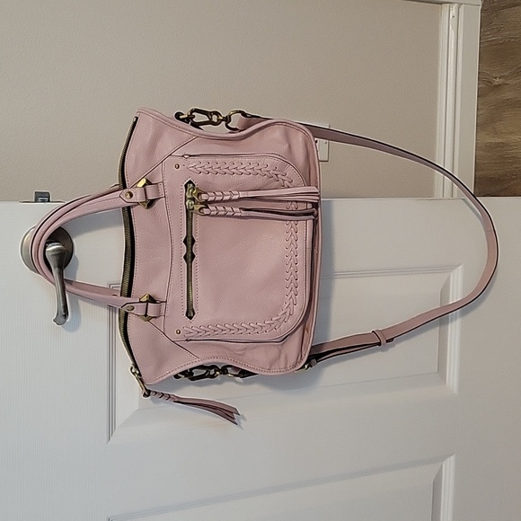 orYANY Handbags - OrYANY Sarah Soft Pink Pebbled Leather Satchel Braided Detail-Brass Hardware EUC